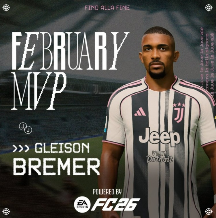 开云在线直播-对阵帕尔马梅开二度，尤文官方：布雷默当选队内2月最佳球员